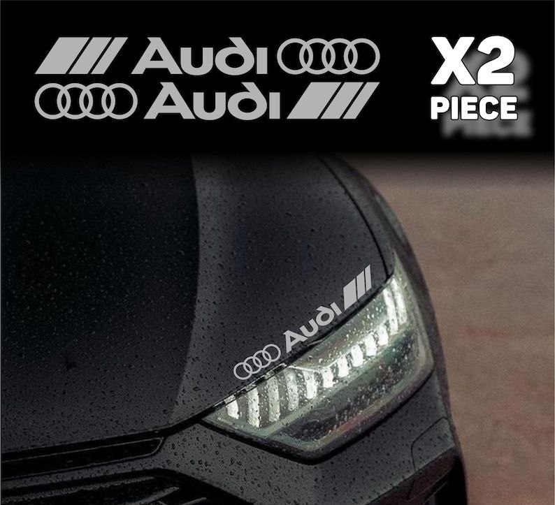 2 décalcomanies en vinyle Audi Racing Sport pour capot, insigne de jupe latérale, logo et graphique
