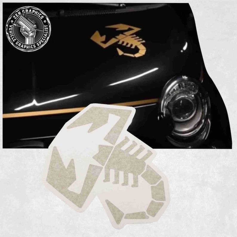 2 PCS Décalcomanie de capot de qualité pour Fiat 595 Scorpioneoro, remplacement Abarth, vinyle d'origine