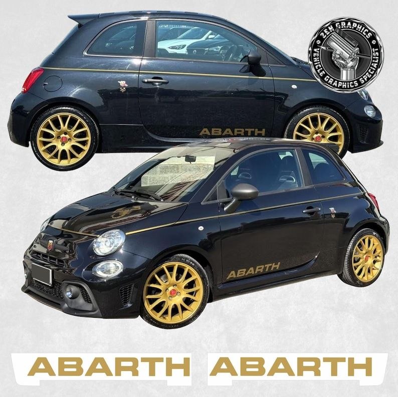 2 PCS Décalcomanies Abarth du bon côté pour Fiat 595 Scorpioneoro Autocollant de remplacement d'origine Hexis Suptac, pièces de style adhésives en vinyle de 7 à 10 ans