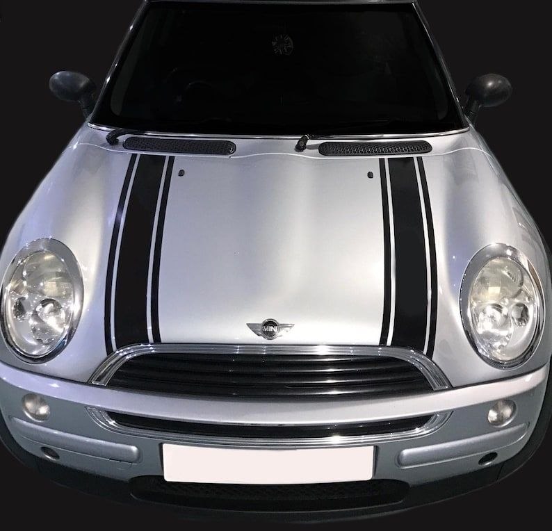 2 PCS Mini Cooper Bonnet Stripes - Kit d'autocollants en vinyle à fines rayures (convient à la plupart des modèles) par Pixel Printworks