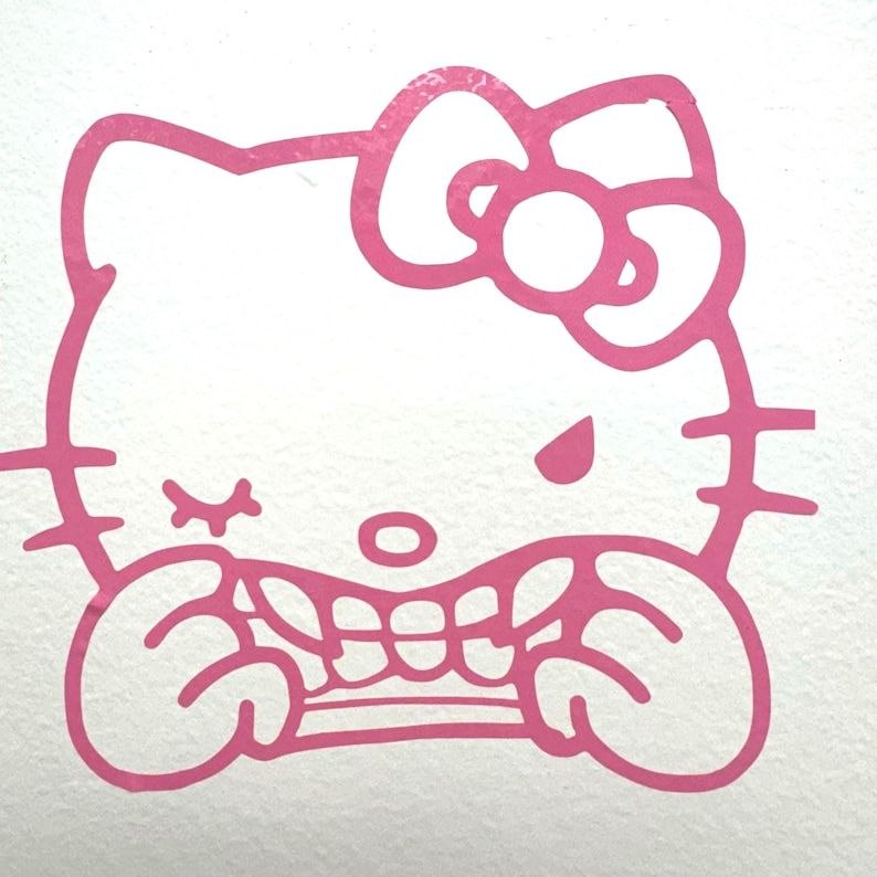 2 PCS Sticker en vinyle Kawaii tête de chat - Sticker mural pour ordinateur portable, voiture, Hello kitty