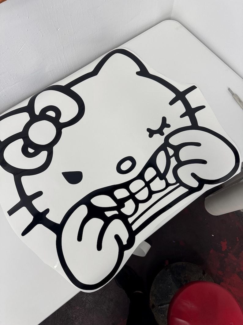 2 PCS Sticker en vinyle Kawaii tête de chat - Sticker mural pour ordinateur portable, voiture, Hello kitty