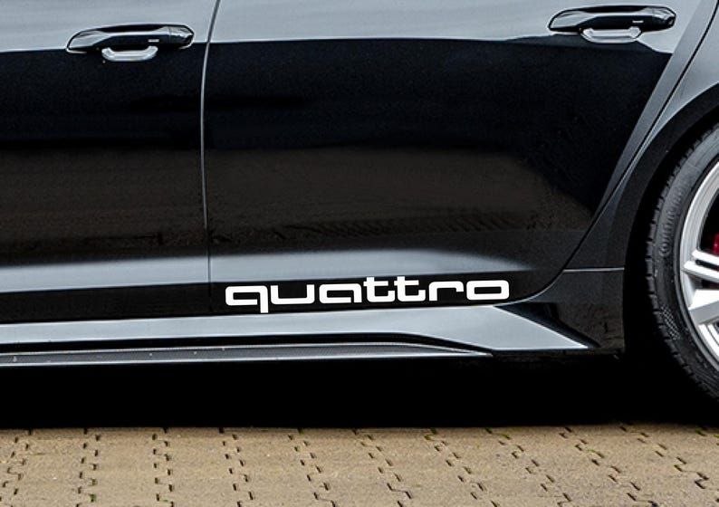 2 pièces autocollants Quattro pour seuils de fenêtres de seuil de porte graphiques en vinyle de voiture