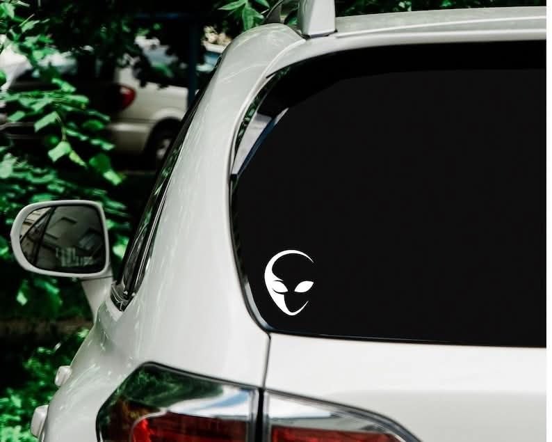 Autocollant Tête d'Alien, Autocollant Alien, Sticker Alien, Autocollant Voiture Extraterrestre, Autocollant Ordinateur Alien, Cadeau pour Amateur d'Aliens, Alien Zone 51