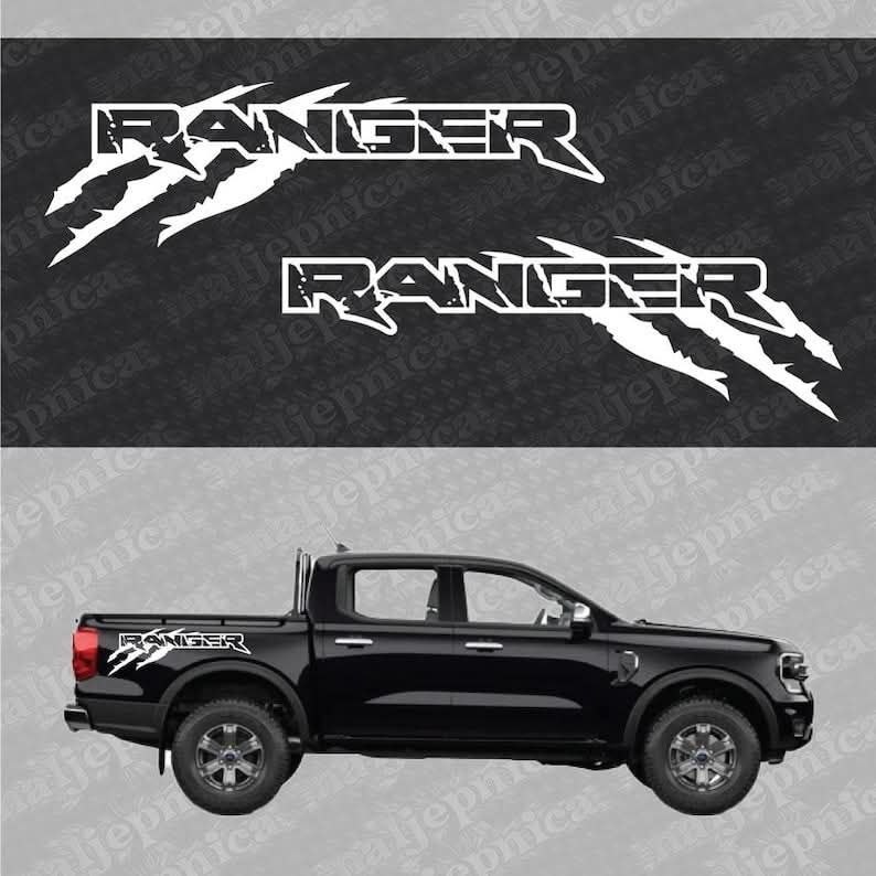 Autocollants de rechange pour Ford Ranger CLAW Silver pour côté de caisse de camion 2 pièces ensemble d'autocollants