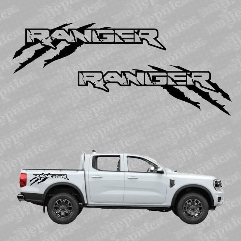 Autocollants de rechange pour Ford Ranger CLAW Silver pour côté de caisse de camion 2 pièces ensemble d'autocollants