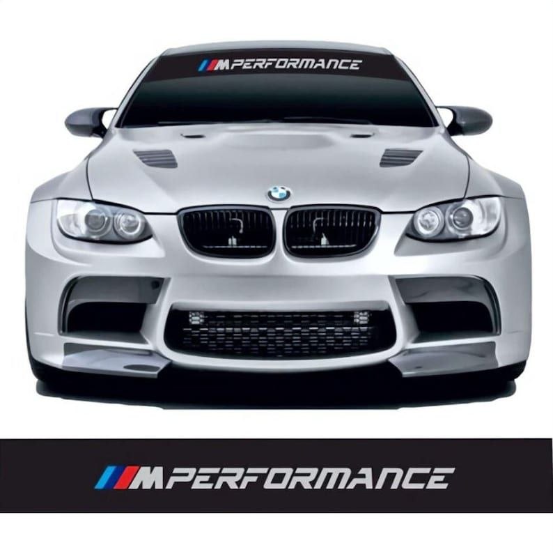 Bande pare-soleil M Performance pour pare-brise avec 3 modèles graphiques Autocollant de pare-brise style rallye Kit de décoration pour emblème de véhicule de course
