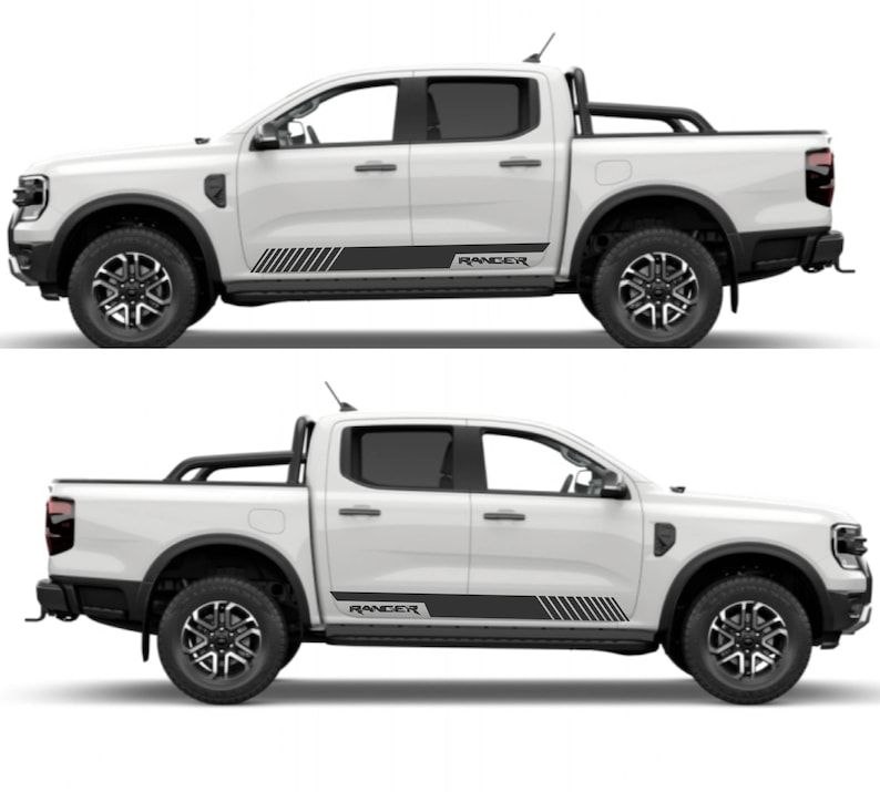 Convient aux graphiques à bandes latérales Ford Ranger, toutes les années, autocollants autocollants des deux côtés