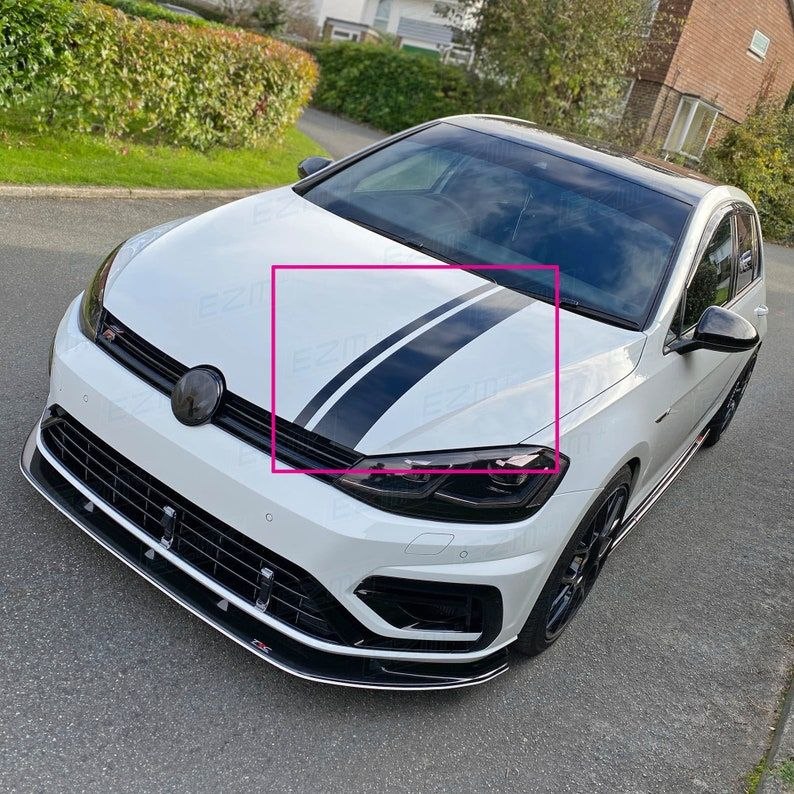 Décalcomanie de capot EZM à double bande pour VW Golf MK7 et MK7.5 modèles R Gti Gtd R-Line