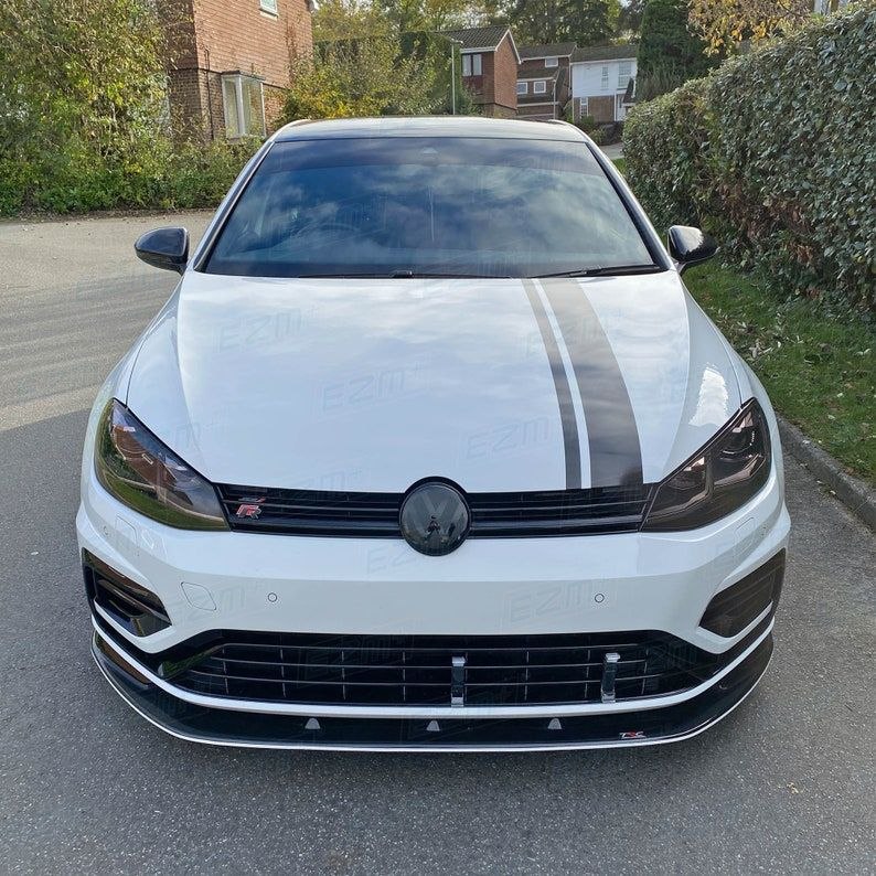 Décalcomanie de capot EZM à double bande pour VW Golf MK7 et MK7.5 modèles R Gti Gtd R-Line