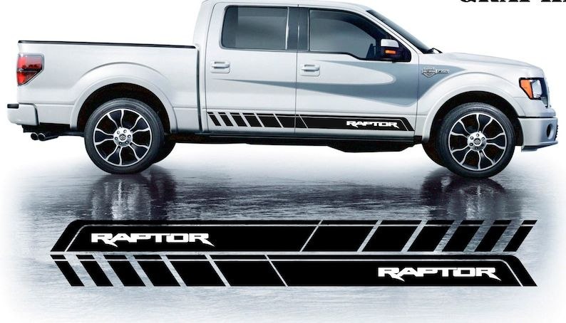 Décalcomanies latérales en vinyle Ford Raptor bandes 4x4 tout-terrain