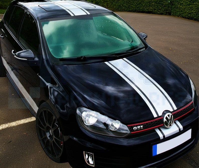 Décalcomanies pour capot, toit et bande arrière de golf VW - Graphiques en vinyle de course (tous les modèles)