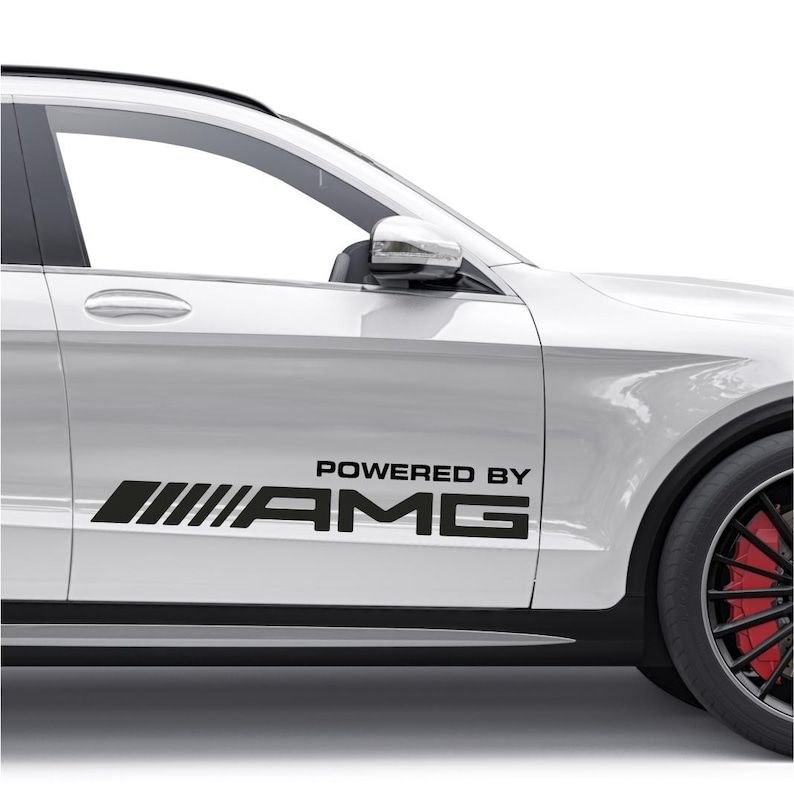 Lot de 2 autocollants avec logo AMG, emblème de course sportive Autocollants graphiques Mercedes AMG, vinyle recto verso
