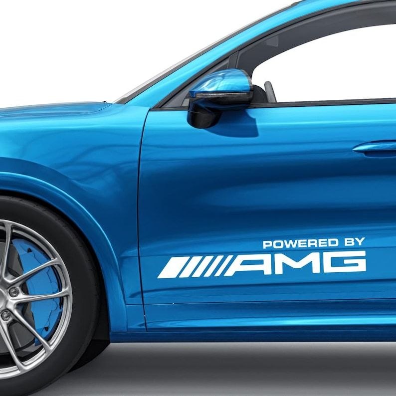 Lot de 2 autocollants avec logo AMG, emblème de course sportive Autocollants graphiques Mercedes AMG, vinyle recto verso