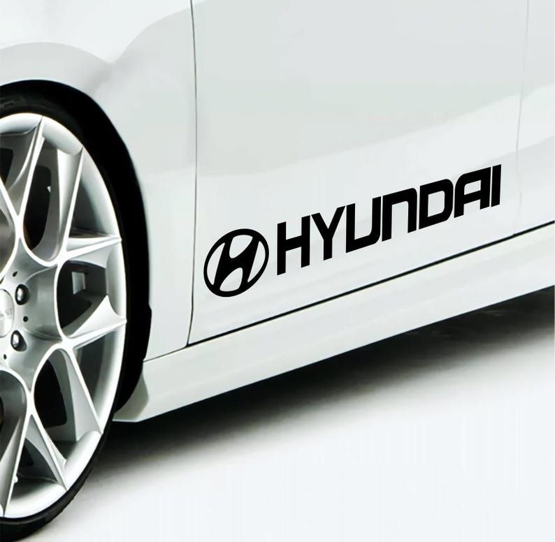 Lot de 2 autocollants logo Hyundai et bandes de course pour véhicule Emblème découpé pour voiture coréenne, autocollant