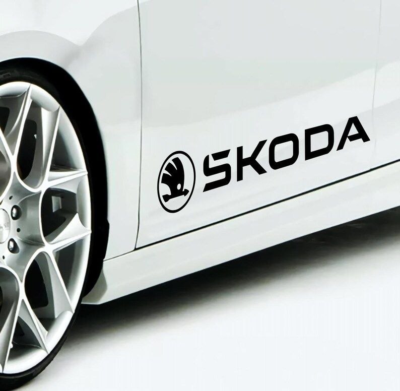 Lot de 2 autocollants logo Skoda, autocollant en vinyle