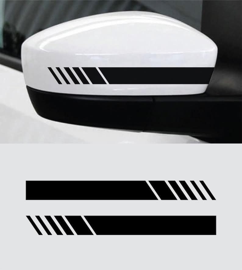 Set of 4 Car Rear View Side Mirror Vinyl Stickers - DIY Car Body Stripe Decals - SUV Vinyl Graphics