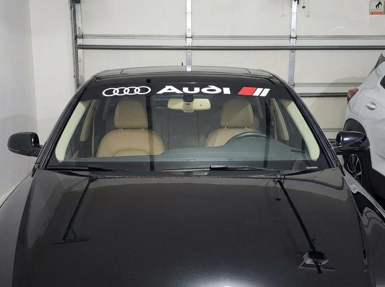 Sticker bannière pour pare-brise Audi – Logo + anneaux + bande en S 1 pièce